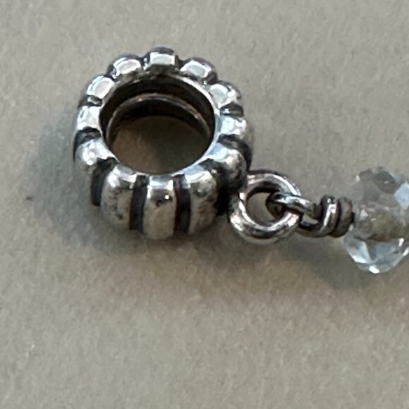 Authentic PANDORA SILVER Birthstone MARCH AQUAMARINE DANGLE CHARM - EUC - Picture 7 of 13